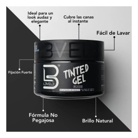 Gel Con Tinte Negro Level3 Cubre Cana Color Y Fijación 250ml