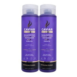 Shampoo matizador morado para cabello rubio | Neutraliza tonos amarillos | Extracto de caviar | Sin sulfatos y parabenos