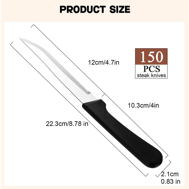 Gisafai 150 Pieces Steak Knives Stainless Steel Serrated Knives with