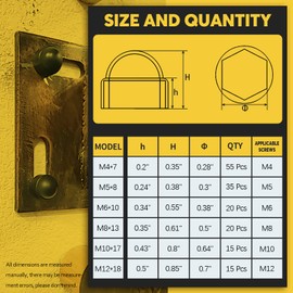 Mardatt 160Pcs 6 Sizes Bolt Covers Screw Caps Assortment Kit M4 M5 M6 M8 M10 M12 Plastic Acorn Nut Dome Hex Cap Cover for Protecting Hexagon Screws Bolts,Black