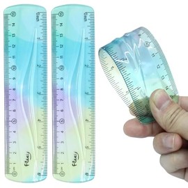 Hitefu 2 Pcs Plastic Flexible Ruler, 6 Inch Colorful Bendable Ruler Shatterproof Straight Edge, for School Classroom, Office, Students & Adults (15 cm)