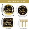Happy New Year Party Decorations Tableware Set, Black and Gold
