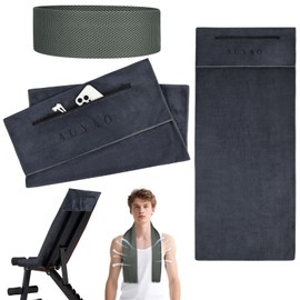 AUYAO Gym Towel Sports Fitness Towel Gym Sweat Towel with Zip Pocket 50 x 120cm Sunlounger Towel with Cold Feeling Absorbent Towels Sports Towel with Non-Slip Cover for Camping Yoga Training Outdoor