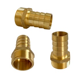 Hose Nozzle 1 Inch Brass Hose Fitting 1 Inch Male x 25 mm (1 Inch) Nozzle, Hose Connection with 2 Hose Clamps and Free Thread Sealing Tape (1 Inch Male Thread x 25 mm (1 Inch) Nozzle) Pack of 2