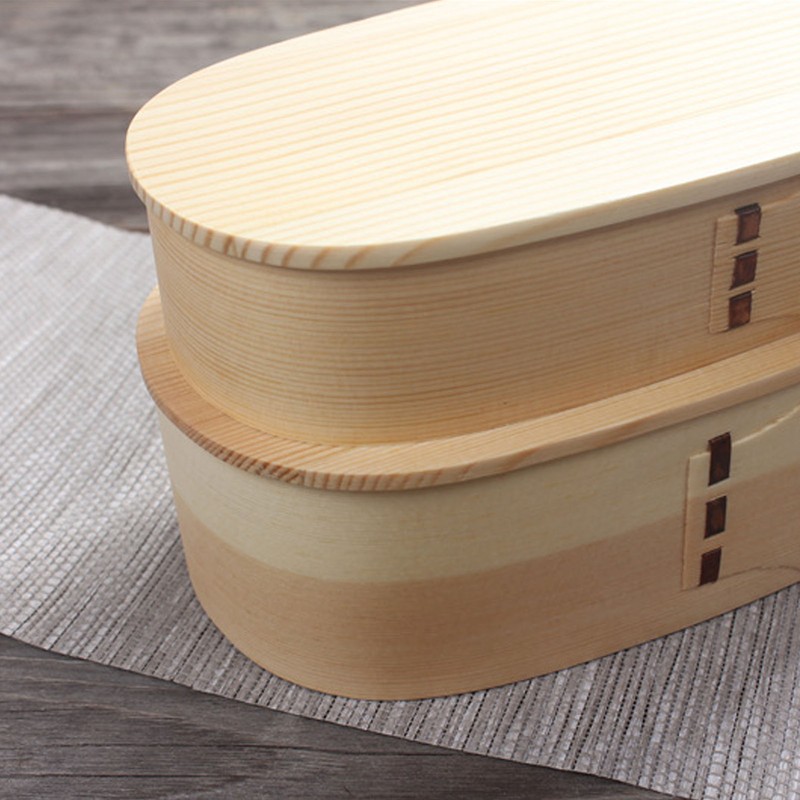 Wooden Bento Boxes Double Wood Color Bento Lunch Box Portable