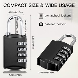 Therwen 100 Pcs 4 Digit Combination Lock Small Combo Locks Keyless Outdoor Waterproof Padlock Luggage Number Locks for Traveling Toolbox Gym Door Locker Suitcases Fence Cabinet, Black