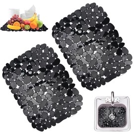 Sink Mat, 2 Pieces Kitchen Sink Drainer Mat, 40 x 30 cm Sink Liner, Pebble Dish Drying Mat for Kitchen Sink Floor