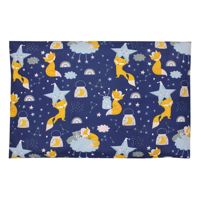 TupTam Children's Pillow Case with Decorative Patterns, Fox Stars/Dark Blue,
