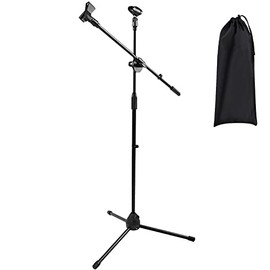 Soporte y Pedestal Para Micrófono,Altura Ajustable Plegable | con Bolsa de Transporte y 2 Clips Para Micrófono Para Cantar,Karaoke,Escenario y Eventos