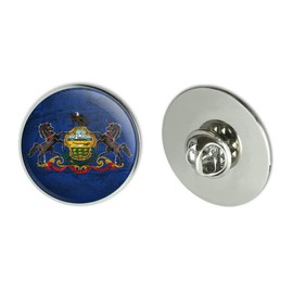 Rustic Pennsylvania State Flag Distressed USA Metal 1.1" Tie Tack Hat Lapel Pin Pinback