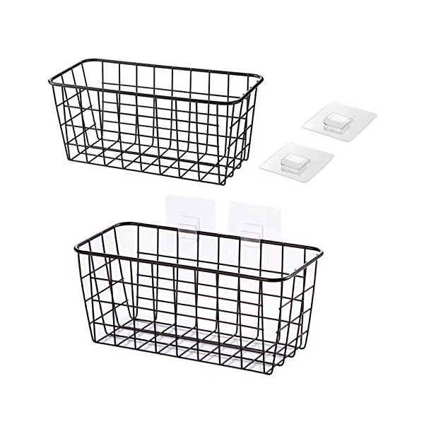 Lele No Drilling Wall Hanging Mounted Metal Wire Baskets with