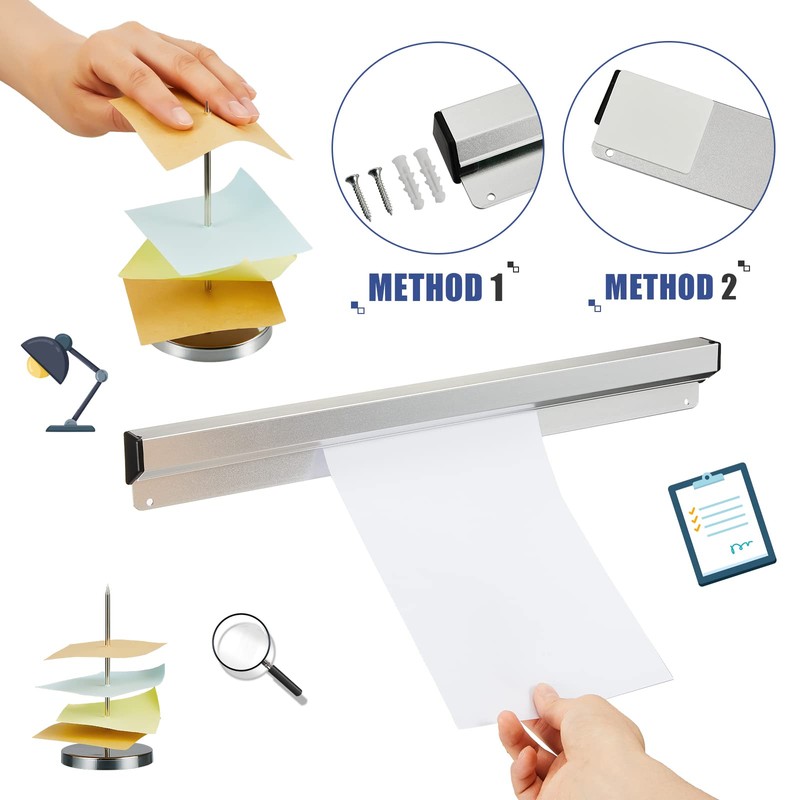Aluminum Slide Check Rack with 2 Pcs Receipt Holder Spike