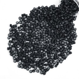Vlasy 600Pcs 4mm Silicone Lined Micro Ring Beads for Hair Extensions 5Colors Apply (600Pcs Black)