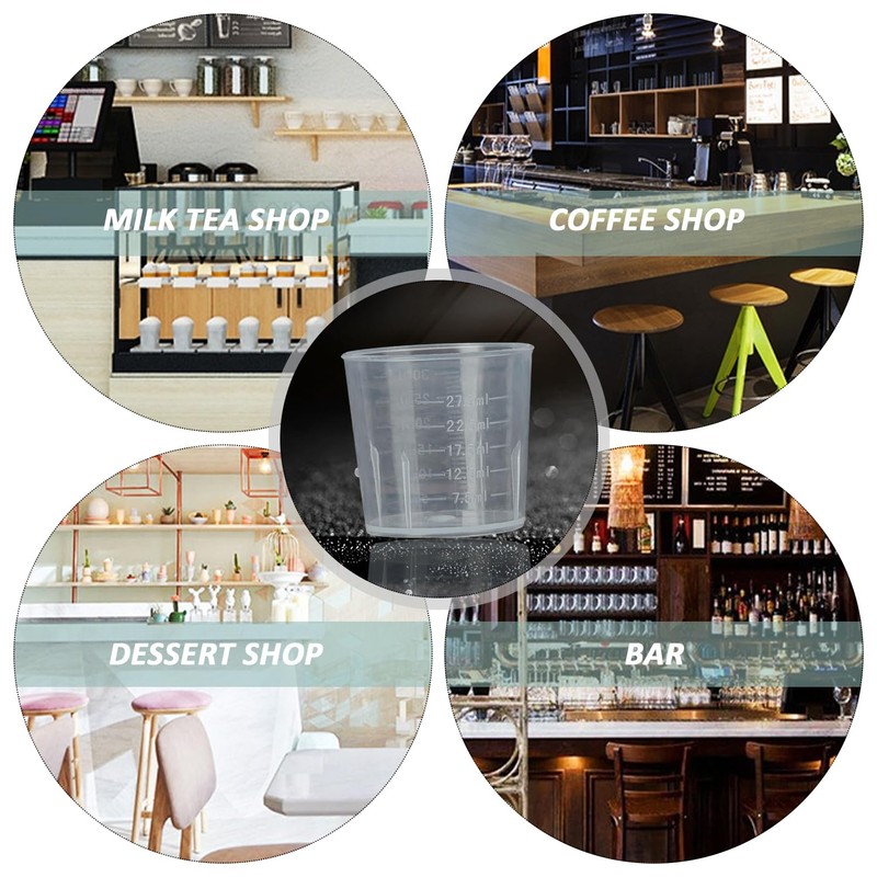 10-Pack 30ml Plastic Liquid Measuring Cup, Transparent Graduated Cup, Laboratory