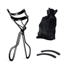 Eyelash Curler with Pads, Achieve Perfect Curls in 5 Seconds, Lash Curler with Satin Bag, Eye Lash Curler Gentle & Safe Home & Travel Uses - Black