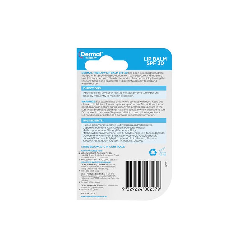 Dermal Therapy Lip Balm SPF 30 Stick 5.7ml