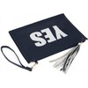 styleBREAKER 'YES' or 'NO' print clutch, tassel pendant upon zipper,