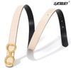 Women Reversible Leather Belt for Jeans Pants Fashion Two-In-One Gold