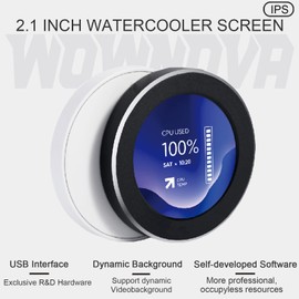 WOWNOVA WOWNOVA 2.1" AIO Computer Temp Monitor CPU Cooler LCD Display Upgrade Kit for Water Cooling Systems, PC Sensor Panel for PC Computer Accessories in Side Prebuilt Gaming PC Parts ARGB Case (White)