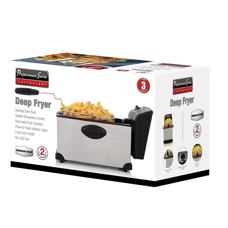 Continental Electric PS75911 Electric Deep Fryer, 3 Liter, Silver