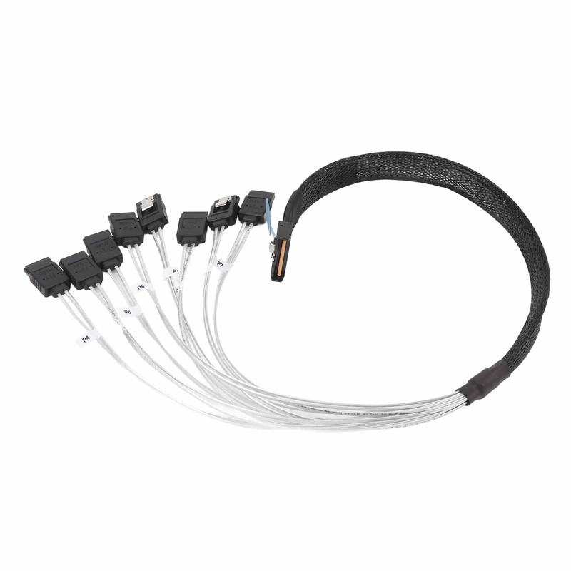 MCIO 8i to 8xSATA3.0 Cable 19.7 Inch Silver Plated OFC