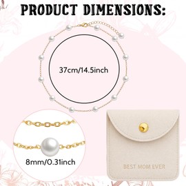 Yinkin 12 Sets Mother's Day Church Gifts Mother's Day Necklaces Gifts Bulk Gold Pearl Choker with Jewelry Pouch Adjustable Necklaces for Thank You Mom Church Gift
