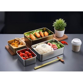 Sprigold Stainless Steel Food Containers Food Storage Containers with Lids Airtight, Leak Proof Storage Box Locking Food Storage Container Freezer Storage (47.4oz/1400ml*3)