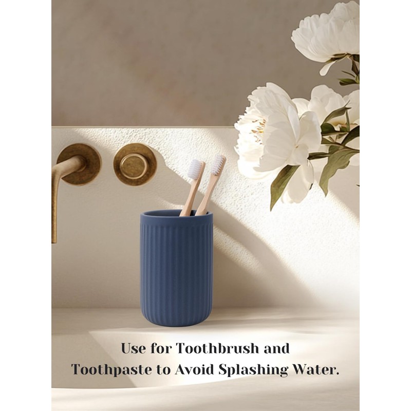 INGOFIN Ceramic Toothbrush Holder, 12 oz Toothpaste Holder Bathroom Cup,