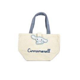 Hatayama Shoji Sanrio Lunch Tote Bag, Corduroy Cinnamoroll, Main Unit: Approx. H 7.9 x W 11.8 x D 5.1 inches (20 x 30 x 13 cm); Patch: Approx. H 2.8 x W 2.8 inches (7 x 7 cm) 34202578