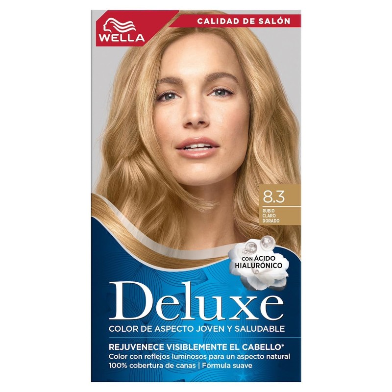 Wella Deluxe, Tinte Permanente 8.3 Rubio Claro Dorado, 207 G