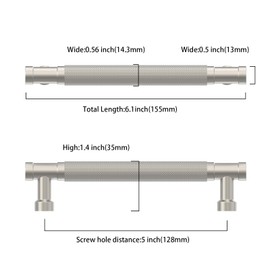 Asidrama 10 Pack 5 Inch(128mm) Brushed Satin Nickel Cabinet Pulls Knurled Kitchen Cabinet Handles, Cabinet Pulls Kitchen Cabinet Hardware for Cupboard Drawer Pulls