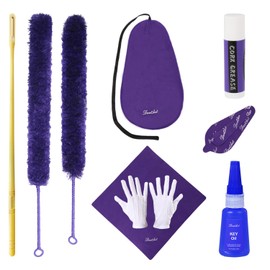 Flute Cleaning Care Cleaning Kit: Key Oil + Cork Grease + Swab + Cleaning Cloth + Cleaning Brush + Cleaning Rod - Maintenance Kit