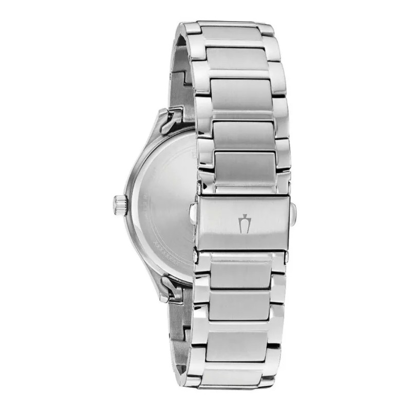 Reloj Bulova Classic 96l272 Correa Plateado Bisel Plateado Fondo Gris