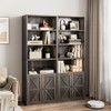 GAOMON Bookcase with Doors Farmhouse Bookshelf 11.8in Depth Wooden Display