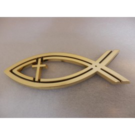 fish JESUS Cross Religious Logo Christian Fish Symbol Gold Car Truck Emblem 5 Inches