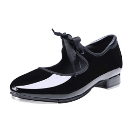 EU Stock Patent Easy Strap Dancing Shoes Tap Dancing Shoes PU Leather Dancing Shoes (Toddler/Little Kid/Big Kid)Shoe Size: 3 big kid, Color: Black Patent