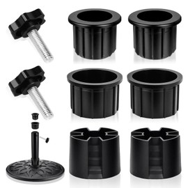 NEATABY 8 Pieces Set Outdoor Patio Umbrella Base Stand Hole Ring Plug Cover and Cap Replacement Parts, Umbrella Stand Base with M8 Thread Replacement Stabilizer Sleeve for Outdoor Patio Spaces, Black