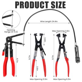 ATODAKA Set of 3 Hose Clamp Pliers, Hose Clamp Pliers, Car Hose Clamp Pliers with Ratchet Locking Function, Spring Band Clamp Pliers Set for Car Repair Vehicle Set