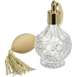 BOGZON 80ml Vintage Clear Crystal Perfume Bottle with Gold Tassel Spray Atomizer – Refi