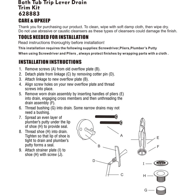 Artiwell Trip Lever Tub Trim Kit Set With Trip Lever