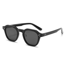 Dollger Polarized Sunglasses for Mens Womens Square Retro Designer Shades UV400 Protection,Black Sunglasses