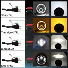 us- 2pcs Fit Mack R Series 7'' Inch Round LED Headlights Sealed Hi/Lo Beam with DRL