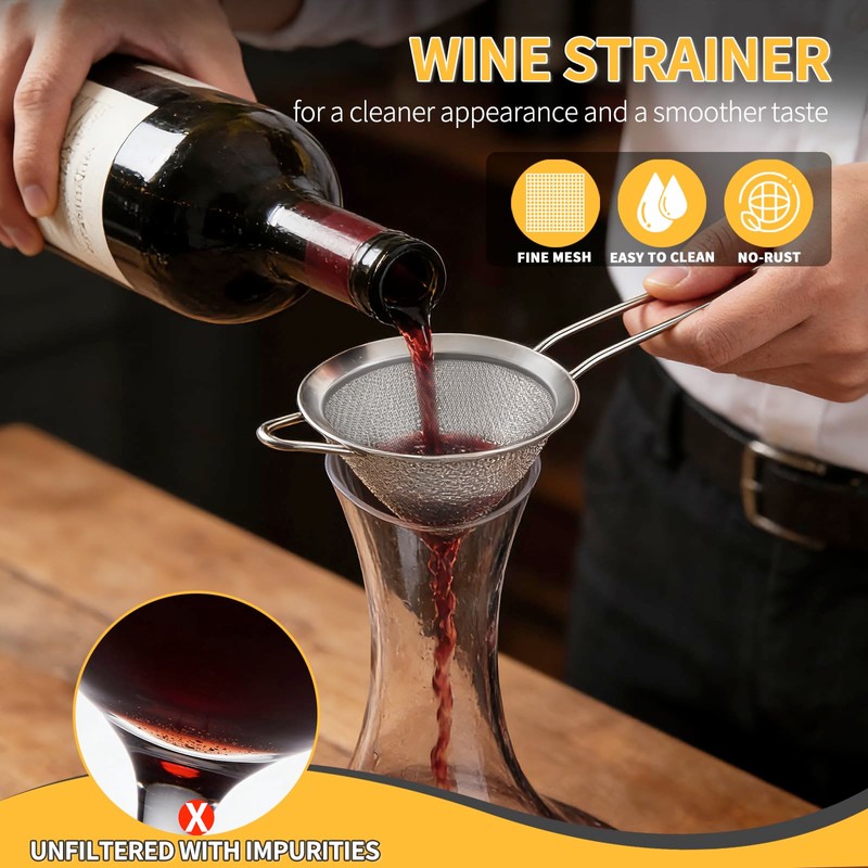 Wine Strainer for Sediment, Fine Mesh Strainer for Kitchen, Made