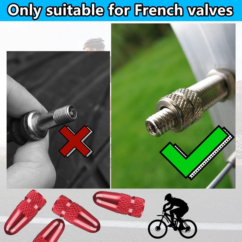 BOROLA 仏式バルブキャップ 4個パック 陽極酸化アルミニウム合金 自転車 自転車 タイヤキャップ ダストカバー 赤い