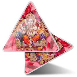 2 x Triangle Stickers 10 cm - Hindu Lord Ganesha Indian India Fun Decals for Laptops,Tablets,Luggage,Scrap Booking,Fridges #21688