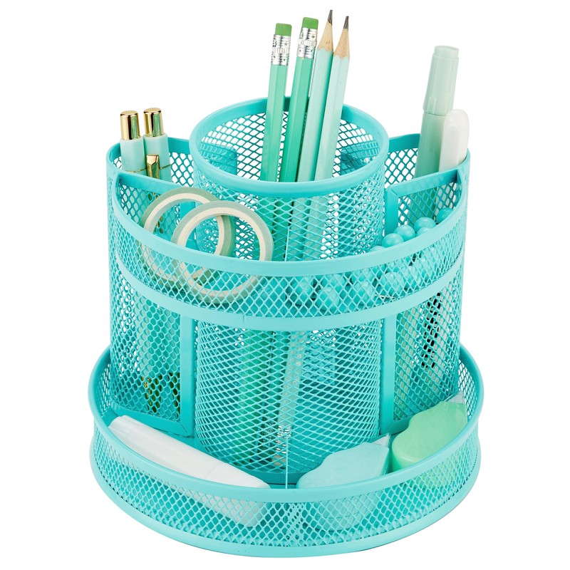 Annova Mesh Desk Organizer Rotate with 5 Compartments Round Spinning