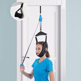 Dispositivo de tracción cervical para cuello, hamaca portátil para aliviar el dolor de cuello sobre la puerta en casa, para aliviar la tensión y la co