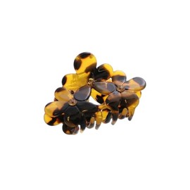 Vingtaine H7280-BR- Hair Claw Small Size Hair Accessory, Flower Triple, Enameled Hair Clip, Half Up, Flower, Elegant, Hair Clip, Cute, Stylish, Present