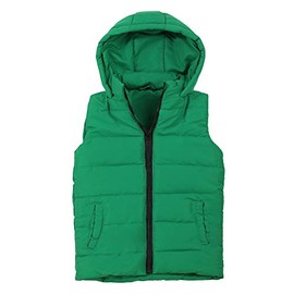 SNOW DREAMS Boys Puffer Vest Hooded Quilted Outwear Sleeveless Jacket Lined Zipper Waistcoat Solid Color Green Size 10