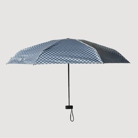 JAJU [JAJU] Pouch Flat 5-Section Blackout Sun Umbrella_Blue Grey Checkered